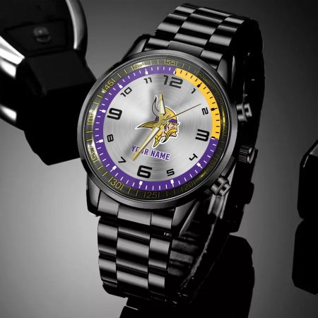 Minnesota Vikings NFL Personalized Black Hand Watch Gifts For Fans
