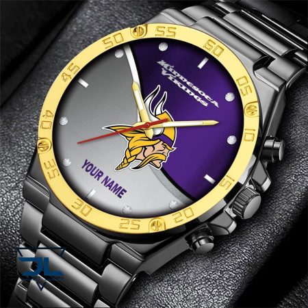 Minnesota Vikings NFL Personalized Black Hand Watch Gifts For Fans