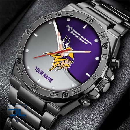 Minnesota Vikings NFL Personalized Black Hand Watch Gifts For Fans