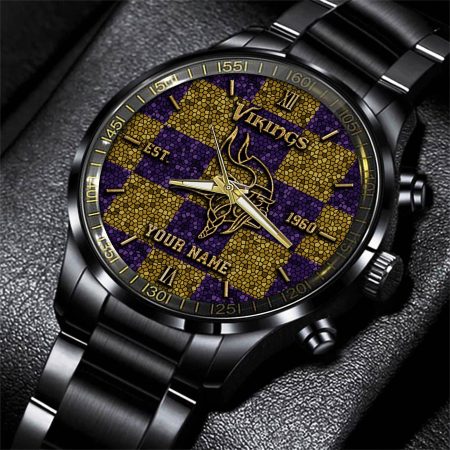 Minnesota Vikings NFL Personalized Sport Black Watch Gifts For Fans