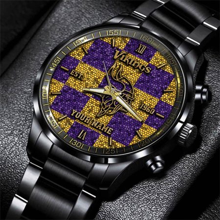 Minnesota Vikings NFL Personalized Sport Black Watch Gifts For Fans