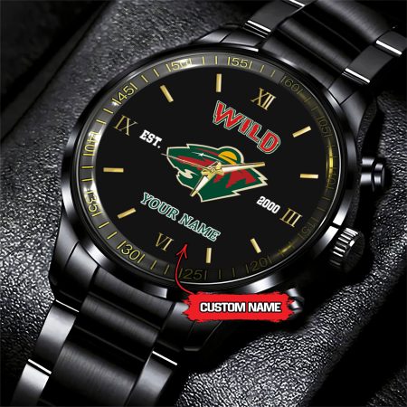 Minnesota Wild NHL Hockey Game Time Custom Black Fashion Watch For Fan