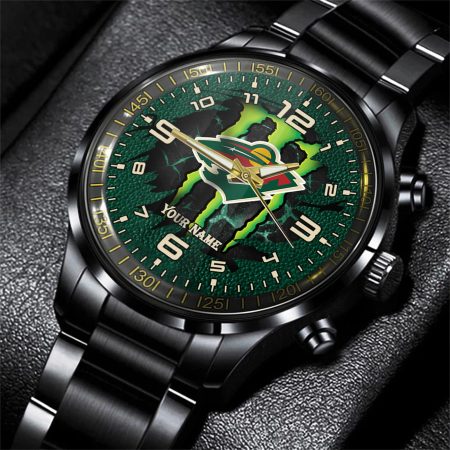 Minnesota Wild NHL Personalized 3D Black Men Hand Watch Gift For Fans