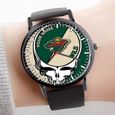 Minnesota Wild NHL Personalized 3D Men Leather Hand Watch Gift For Fans For Father