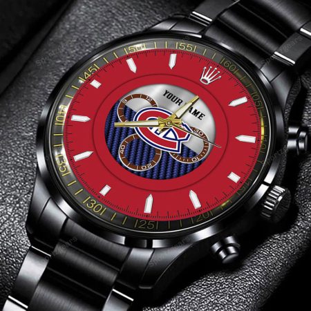 Montreal Canadiens NHL Black Stainless Steel Hand Watch Custom Name