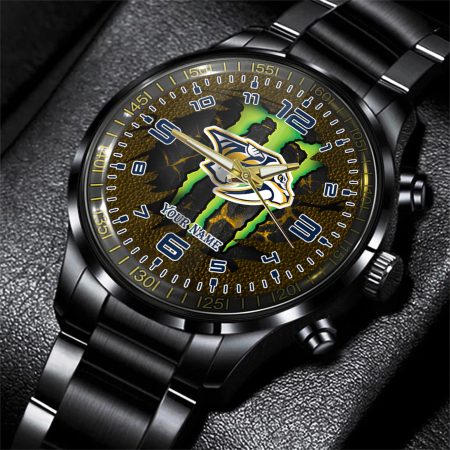 Nashville Predators NHL Personalized 3D Black Men Hand Watch Gift For Fans