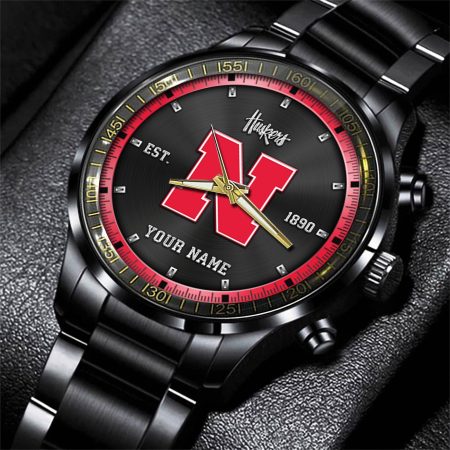 Nebraska Cornhuskers NCAA Personalized Black Style Hand Watch Gifts For Fan