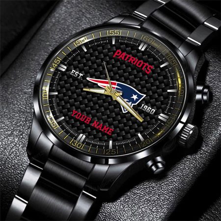 New England Patriots NFL Black Fashion Hand Watch Custom Your Name Gift For Fan