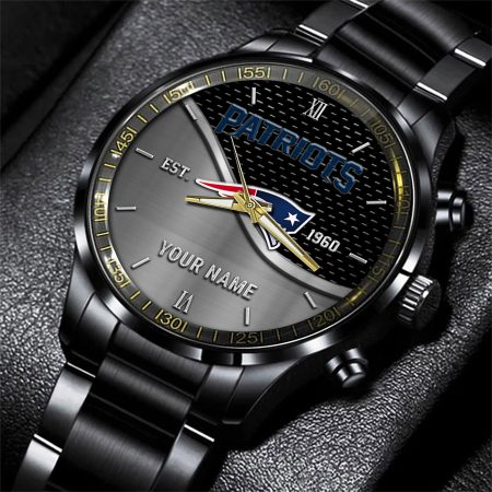 New England Patriots NFL Black Fashion Hand Watch Custom Your Name Gift For Fan