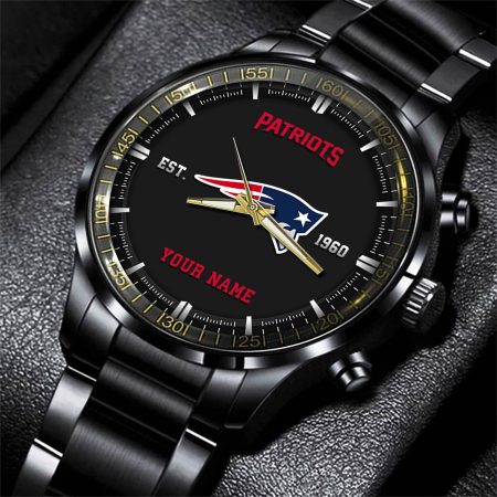 New England Patriots NFL Personalized Black Fashion Watch Gifts For Fans