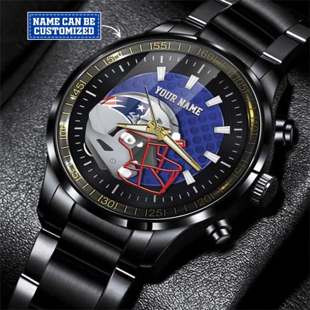 New England Patriots NFL Personalized Black Hand Watch Gift For Fans