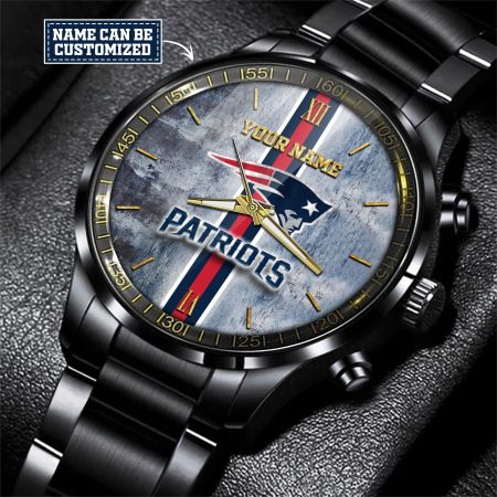 New England Patriots NFL Personalized Black Hand Watch Gift For Fans