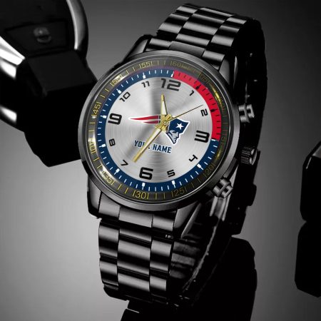New England Patriots NFL Personalized Black Hand Watch Gifts For Fans