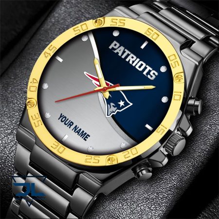 New England Patriots NFL Personalized Black Hand Watch Gifts For Fans