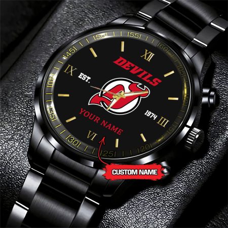 New Jersey Devils NHL Hockey Game Time Custom Black Fashion Watch For Fan