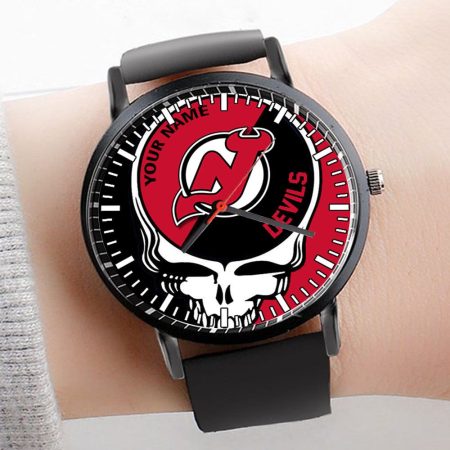 New Jersey Devils NHL Personalized 3D Men Leather Hand Watch Gift For Fans For Father