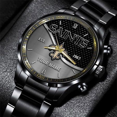 New Orleans Saints NFL Black Fashion Hand Watch Custom Your Name Gift For Fan