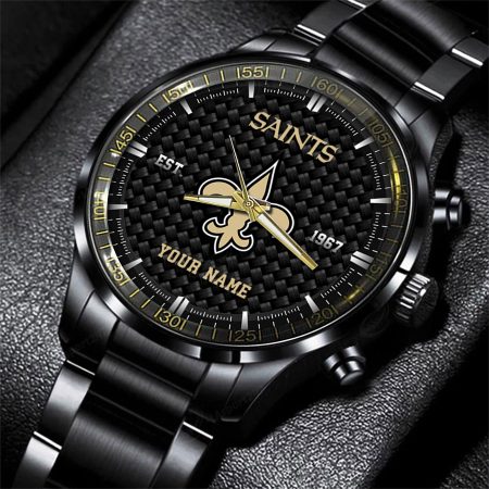 New Orleans Saints NFL Black Fashion Hand Watch Custom Your Name Gift For Fan