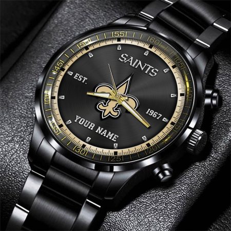 New Orleans Saints NFL Personalized Black Fashion Watch Gifts For Fans