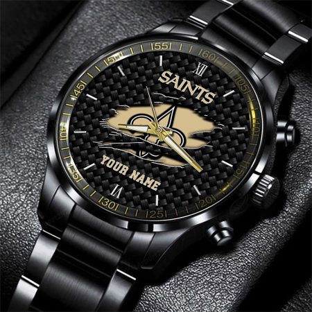 New Orleans Saints NFL Personalized Sport Black Fashion Watch For Fan