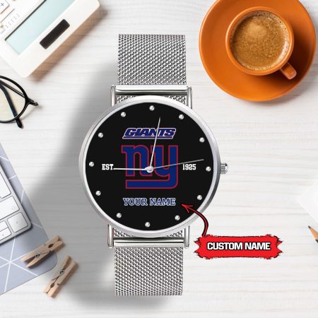 New York Giants NFL Personalized Style Sliver Hand Watch For Lady For Fan