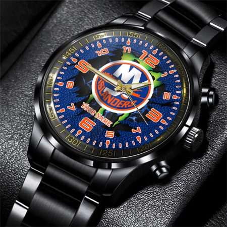 New York Islanders NHL Personalized 3D Black Men Hand Watch Gift For Fans