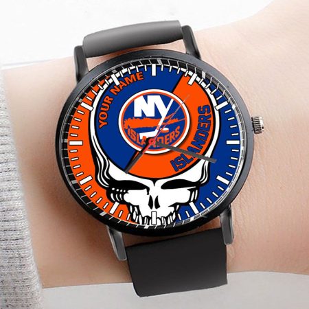 New York Islanders NHL Personalized 3D Men Leather Hand Watch Gift For Fans For Father