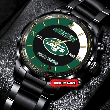 New York Jets NFL Personalized Black Fashion Watch
