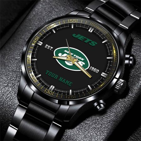 New York Jets NFL Personalized Black Fashion Watch Gifts For Fans