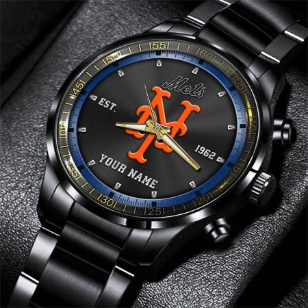 New York Mets MLB Personalized Black Style Hand Watch Gifts For Fan