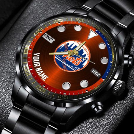 New York Mets MLB Personalized New Black Hand Watch Gift For Fans