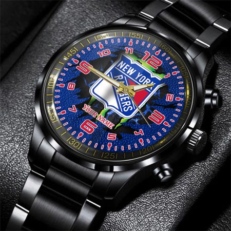 New York Rangers NHL Personalized 3D Black Men Hand Watch Gift For Fans