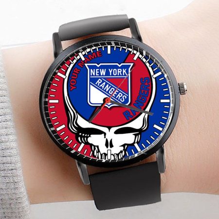 New York Rangers NHL Personalized 3D Men Leather Hand Watch Gift For Fans For Father