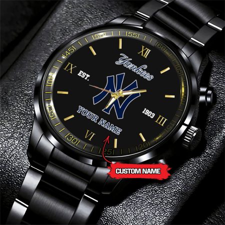 New York Yankees MLB Black Fashion Watch Custom Your Name For Fan