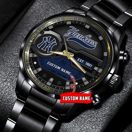New York Yankees MLB Personalized Black Hand Watch Gift For Fans