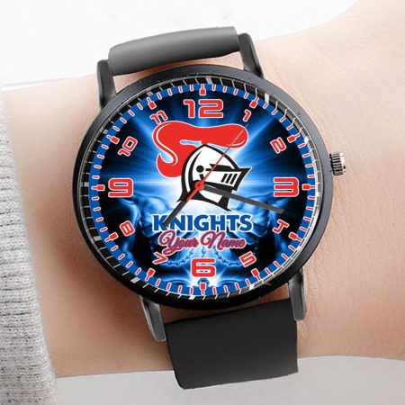 Newcastle Knights NRL 3D Men Leather Hand Watch Personalized Gift For Fans For Father For Fan