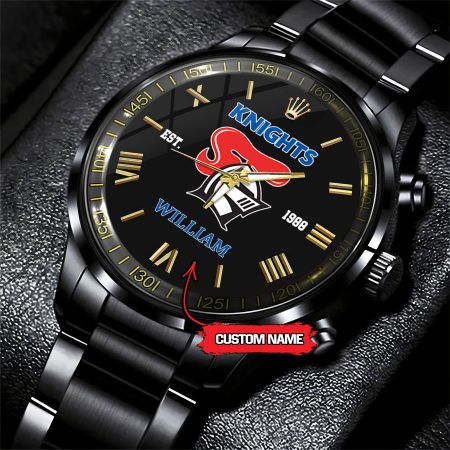 Newcastle Knights NRL Custom Name Black Fashion Watch