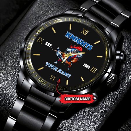 Newcastle Knights NRL Mascot Custom Name Black Fashion Watch