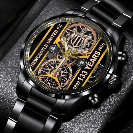 Newcastle United F.C Premier League Black Stainless Steel Watch Gift For Fan