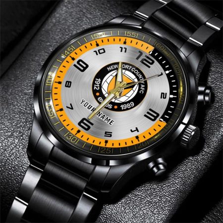 Newport County EFL Personalized Black Stainless Steel Hand Watch For Fan