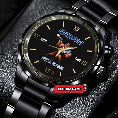 North Queensland Cowboys NRL Mascot Custom Name Black Fashion Watch