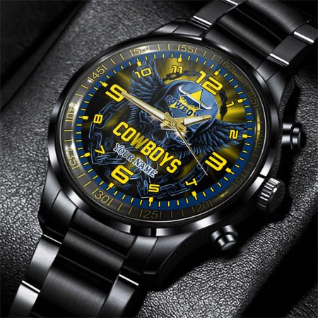 North Queensland Cowboys NRL Personalized 3D Men Skull Hand Watch Gift For Fans For Father For Fan