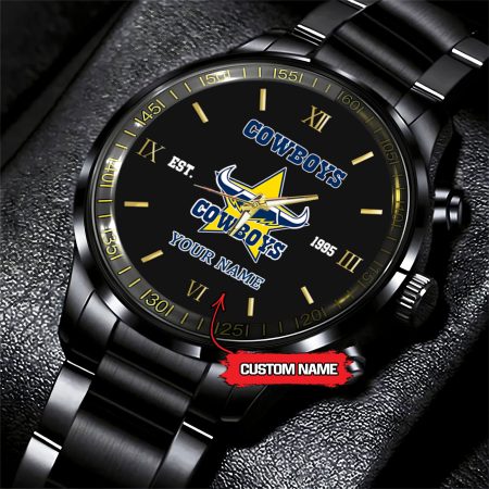 North Queensland Cowboys NRL Personalized Black Fashion Hand Watch