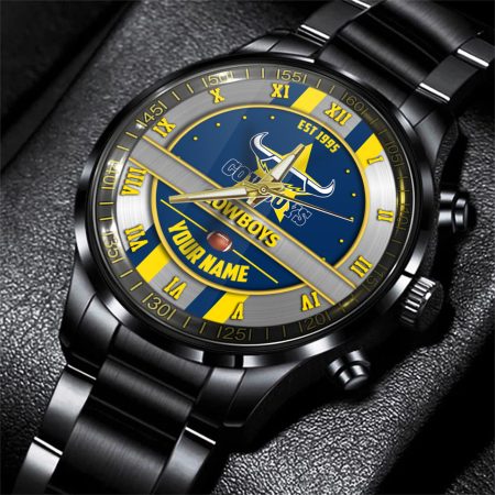 North Queensland Cowboys NRL Personalized Black Hand Watch Gift For Fans