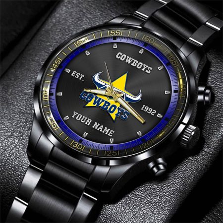 North Queensland Cowboys NRL Personalized Sport Black Fashion Watch Gifts For Fans