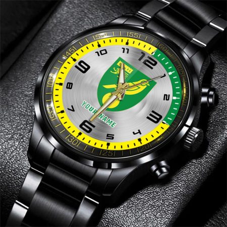 Norwich City EFL Personalized Black Stainless Steel Hand Watch For Fan