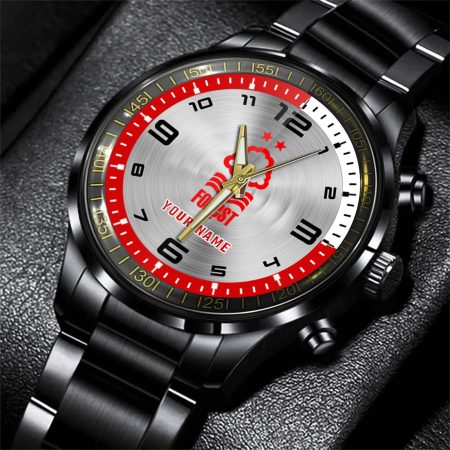 Nottingham Forest EPL Personalized Black Stainless Steel Hand Watch For Fan