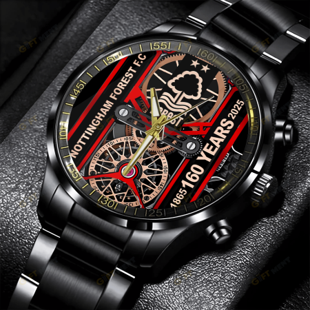 Nottingham Forest F.C Premier League Black Stainless Steel Watch Gift For Fan