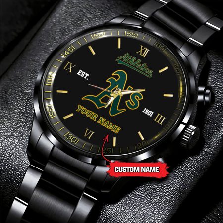 Oakland Athletics MLB Black Fashion Watch Custom Your Name For Fan