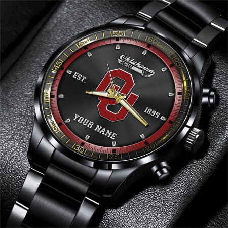 Oklahoma Sooners NCAA Personalized Black Style Hand Watch Gifts For Fan